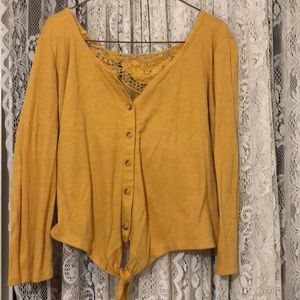 Yellow button up long sleeve!!